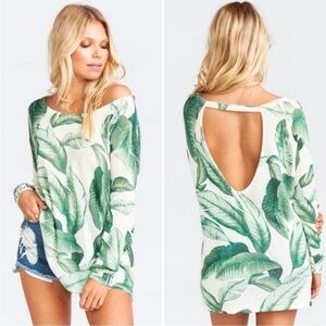 Show Me Your Mumu Ryan Rene Reversible Sweater Palmtini Knit Palm Print Size S